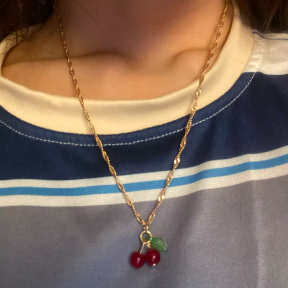 Cherry Red Gold Necklace - Picture 8 of 14